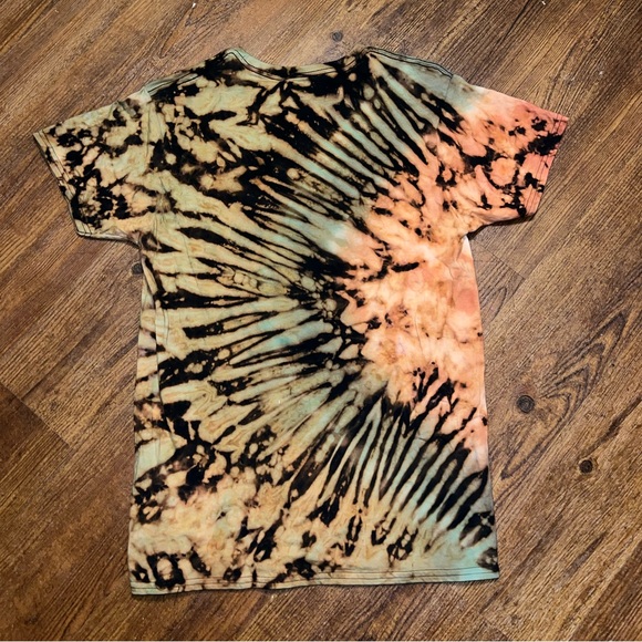 Black Reverse Tie-Dye Retro Short Sleeve Cotton Shirt Size M New without Tags - Picture 2 of 7